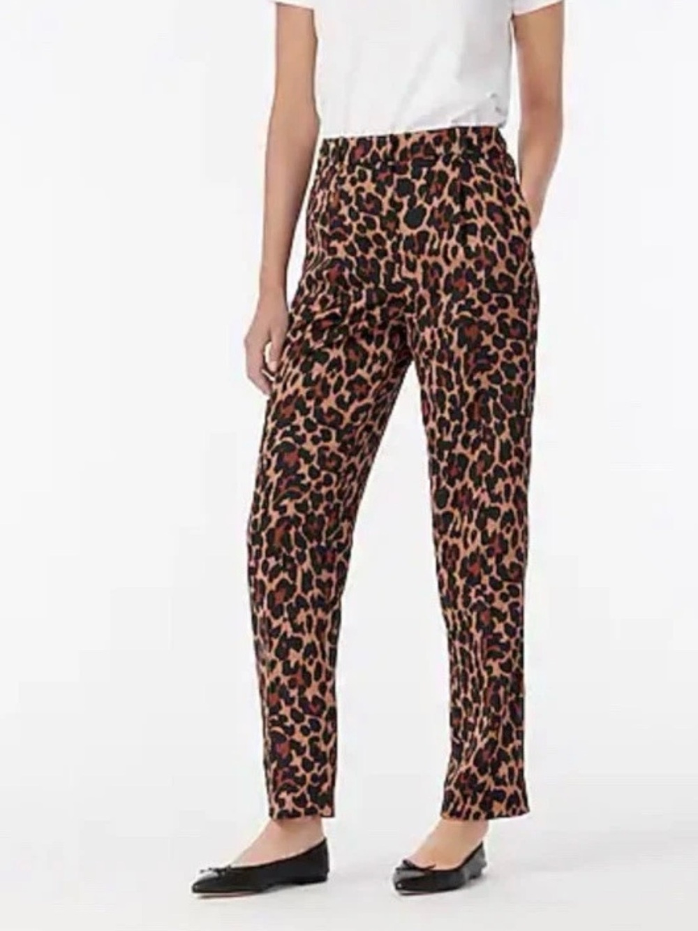 J.Crew AQ617 High Rise Wide Leg Trouser Leopard Print Women Size 6 NWT